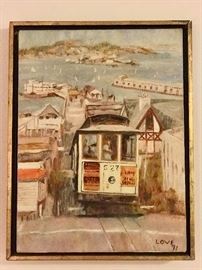 nice original vintage oil San Francisco signed by artist Love '71