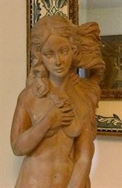 Large carved wood Goddess statuary