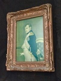 Portrait of Napolean, Antique gesso gilt frame with curved glass approc 9" by 12"