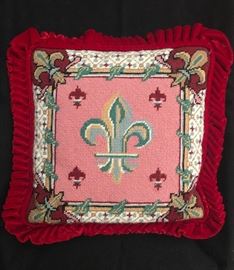 velvet and needlepoint french pillow