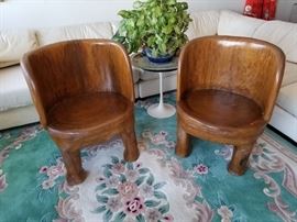 One authentic, hand-carved, solid wood Thai Elephant Chair. This lot is for ONE CHAIR ONLY (the one on the left). Please see lot 11 for matching chair pictured on the right. Each chair is very heavy (260+lbs) and cut from a tree and carved into a solid piece of wood. These chairs were bought in Thailand by our client in 1989 and imported to the U.S.  The cost of importing alone, was almost $500 (see pics of import documents. The import documents are not included, but copies are available to the winning bidder, upon request). Approximate dimensions are 24" W X 22" D X 16" seat height X 32" back height. Each chair weighs OVER 260 LBS, so be sure to bring the proper equipment/dolly and help for removal. Again, this lot is for ONE CHAIR ONLY (the one on the left). See lot 11 for matching chair pictured on the right.
***REMOVAL DAY FOR THIS ITEM IS THURSDAY, MARCH 14th FROM 10:00 A.M to 2:00 P.M ONLY. PLEASE BE SURE TO READ INFORMATION LOT "0" FOR SPECIAL REMOVAL INSTRUCTIONS ON THIS ITEM**