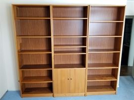 Vintage, mid-century modern Scandinavian Danish Teak Bookcase from International Design Center in Minneapolis. This set is compromised of three individual/detached bookcases. So you can have one large bookcase as shown or separate them individually to meet your needs!  These bookcases were purchased between 1967-1969. Each one is approximately 30"W x 12"D x 82"H. Total width as shown is approx 90"W. Please see lots 1,1B, 17, 107 and 117 for more International Design Center Danish Teak furniture! Please bring proper help and equipment for removal.
***REMOVAL DAY FOR THIS ITEM IS THURSDAY, MARCH 14th FROM 10:00 A.M to 2:00 P.M ONLY. PLEASE BE SURE TO READ INFORMATION LOT "0" FOR SPECIAL REMOVAL INSTRUCTIONS ON THIS ITEM***
