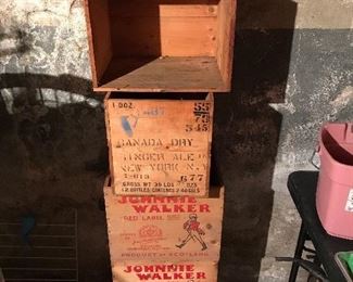 Vintage Johnny Walker red and black wooden crates
