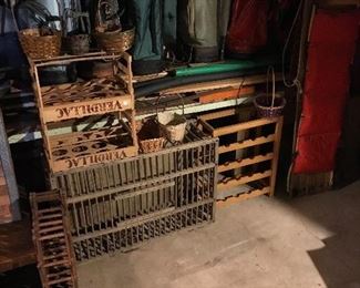  Antique Wooden Animal cage and multiple bags of golf clubs