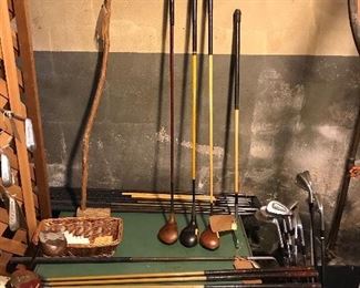 Vintage wooden shaft fiberglass shaft and steel shaft golf clubs