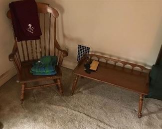 Vintage rocker with cherry coffee table