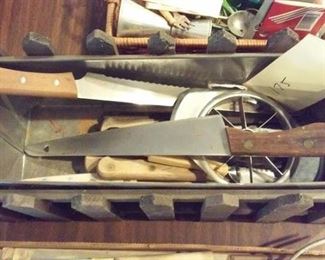old kitchen utensils, knives, cutters etc