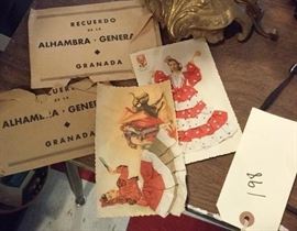 old vintage postcards with girls in fancy attire.  bullfighting, original envelopes marked Granada