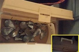 Tackle box with old heavy trotline weights