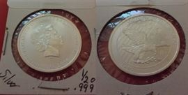 0.5 OUNCE SILVER .999 COIN from Australia featuring Queen Elizabeth