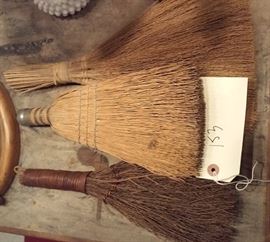 old primitive brooms.  at least 2 are hand made. 