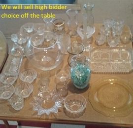 This is just one of 4 tables loaded with glass we will sell at this auction. 
