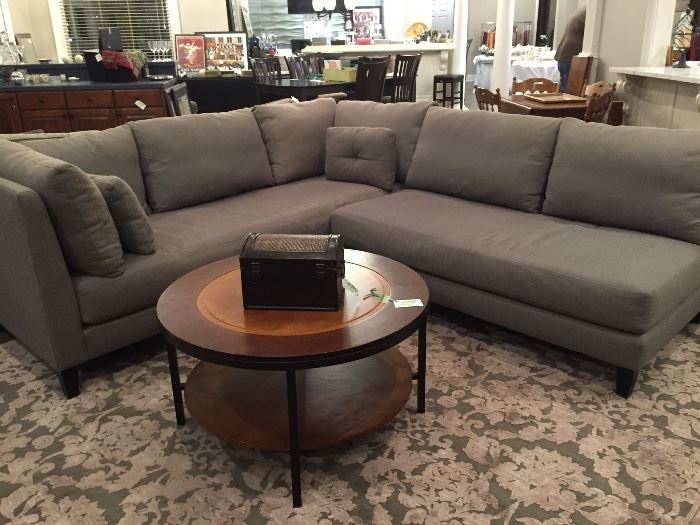 Great Crate & Barrel Upholstered Grey Sectional 
