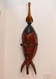 African Mask with Bird (Approx. 26.5" H)