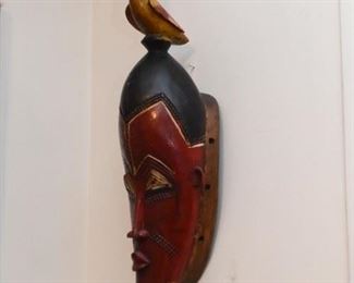 African Mask with Bird (Approx. 26.5" H)