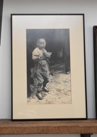 Chinese Print, Framed - Child Eating (Approx. 10.75" L x 15" H including frame)