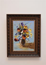 Still Life Oil Painting, Signed Ruiz (Approx. 15" L x 19" H including frame)