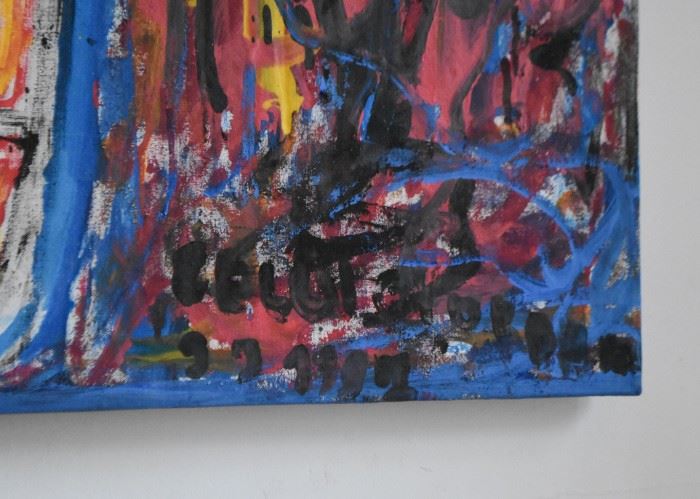 Large Abstract Painting, Signed (Approx. 46" L x 33" H)
