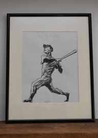 Signed Joe Dimaggio Baseball Artwork (Approx. 11.25" L x 14.25" H including frame)