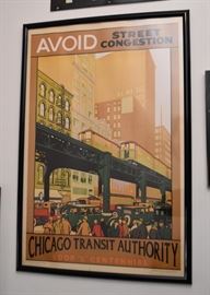 Chicago Transit Authority Framed Poster (Approx.  25" L x 36.75" H including frame)
