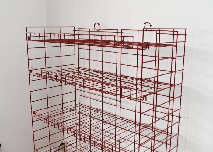 Red Wire Display Shelving Unit (Approx. 37" L x 56" H x 16" Deep)