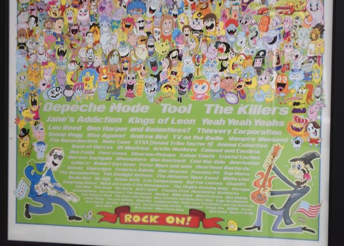Framed Lollapalooza Poster - 2009 (Approx. 25" L x 31" H including frame)