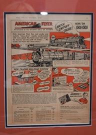 Vintage American Flyer Trains Advertisement, Framed (Approx. 15.75"L x 19" H including frame)