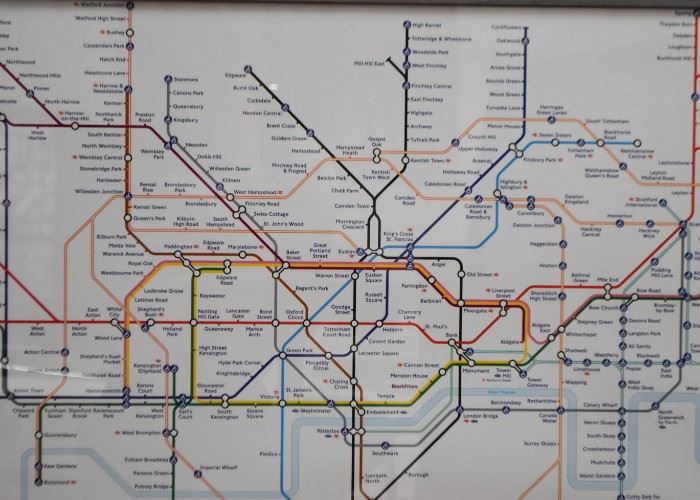 Framed London Underground Map / Poster (Approx. 38.5" L x 26.5" H including frame)