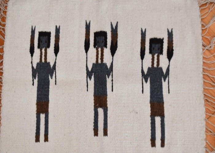 Native American Yei Rug / Weaving / Textile (Approx. 25" L x 22" W)