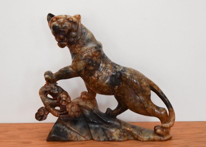 Chinese Hard Stone Tiger Carving (Approx. 12" L x 11" H)