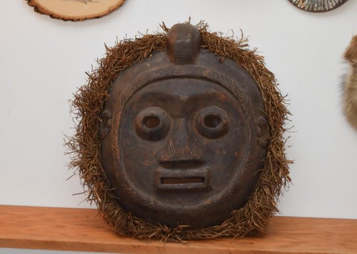 African Mask (Luba Tribe, Approx. 17" H)
