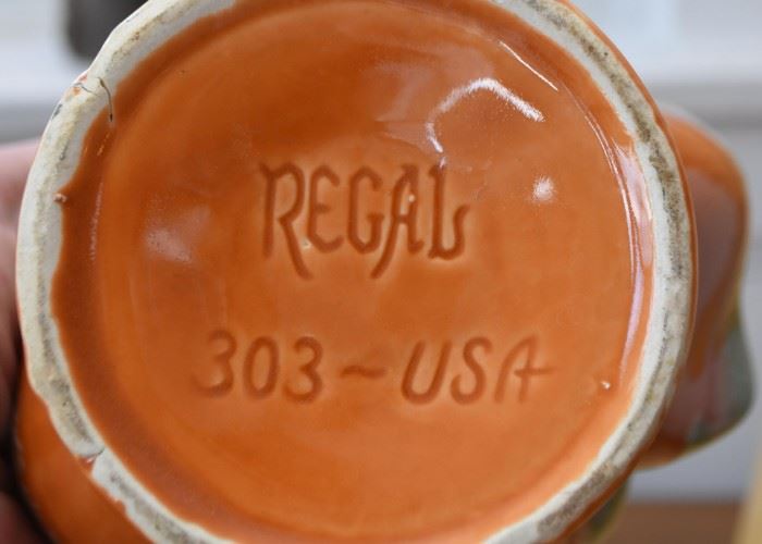Vintage Regal Pottery Vase (Orange & Green)