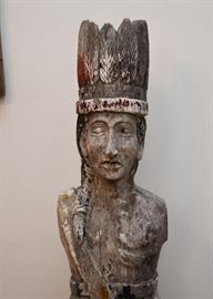 Folk Art Wooden Indian Statue (missing arms, approx. 39.25" H) 