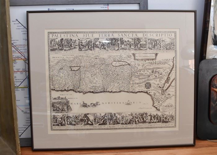 Palestine Map (Approx. 29.25" L x 24" H including frame)