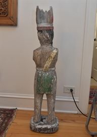 Folk Art Wooden Indian Statue (missing arms, approx. 39.25" H) 