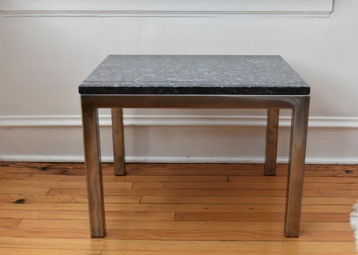 Modern End Table (Metal Base & Stone Top)