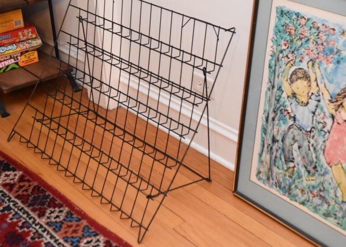 Vintage Collapsible Wire Magazine Rack
