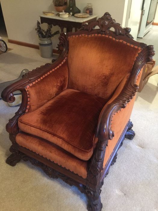 Antique French Victorian Mahogany arm chair