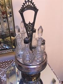 Antique candiment server with original bottles