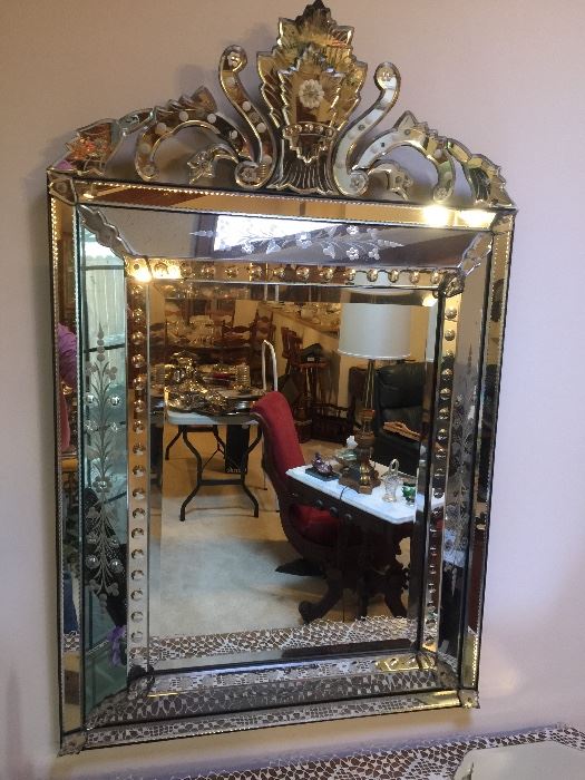 Antique French early 1900’s mirror 33 x 50