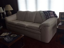 Off white leather sofa, very nice condition