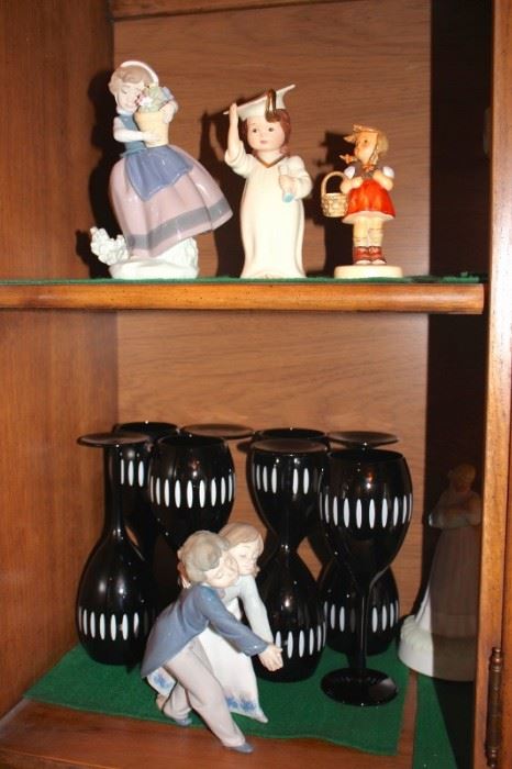 Lladros and other Figurines and Stemware