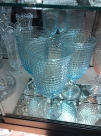 Water Glass with Hob Nail Blue 