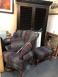 Wing Back Chair with ottoman