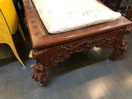 Hand Carved Wooden Coffee Table with Mirror Top 