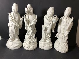 Four (4) VINTAGE WHITE PORCELAIN JAPANESE 12 INCHES TALL Made In Hong Kong
