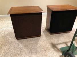 JBL custom made JBL Studio Monitors in furniture quality cabinetry. They contain 12” woofer, 4”x10” mid-range horn and unique high frequency prism tweeter.