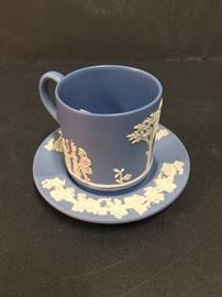 Blue Wedgewood Jasperware tea cup and saucer