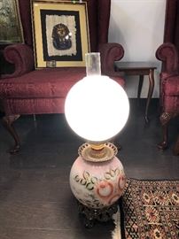 Fenton hand painted Bulb lamp