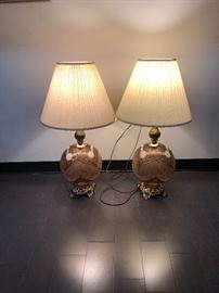 Frederick Cooper Bulbous lamps with brass